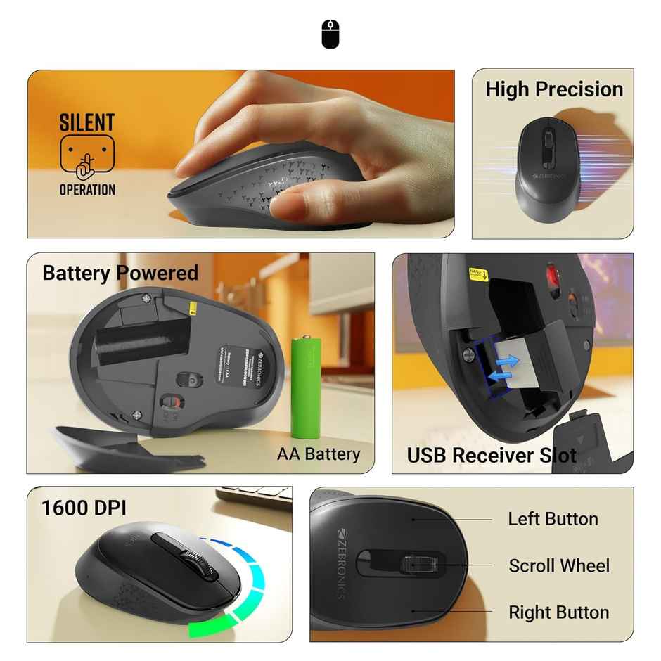Zebronics Companion 201 2.4Ghz Wireless Keyboard & Mouse Combo, 83 Keys, Ai Assist Key (Black)
