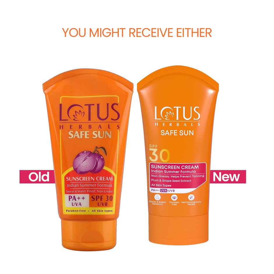 Lotus Herbals Safe Sun Sunscreen Cream Indian Summer Formula SPF 30 PA++ Non-Greasy Sweat & Water Resistant