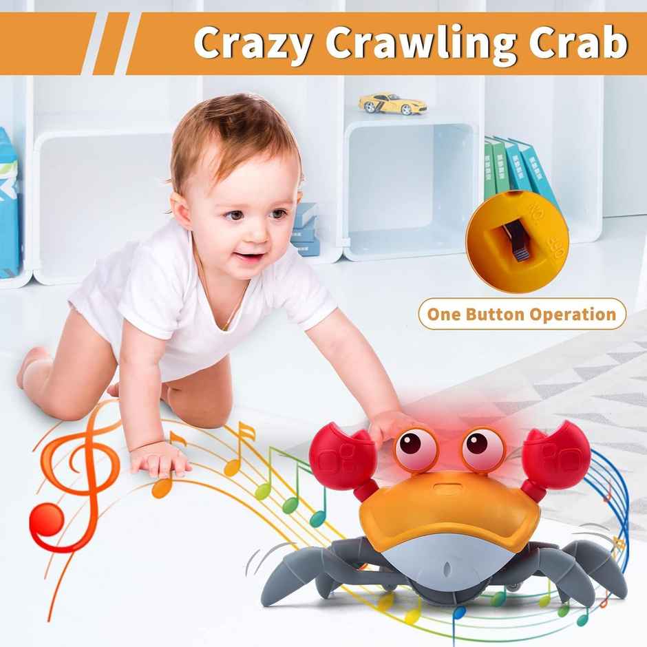Toyshine Cute Walking Moving Dancing Crab Learning Crawl Sensory Interactive Usb Rechargeable Toy