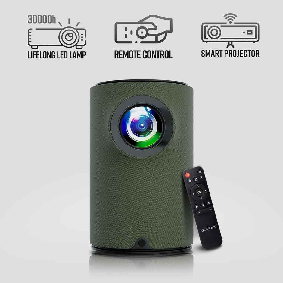 Zebronics Pixaplay 22, Smart Projector, 3400 Lumens, 4K Support,160 Inch Screen Size, Miracast