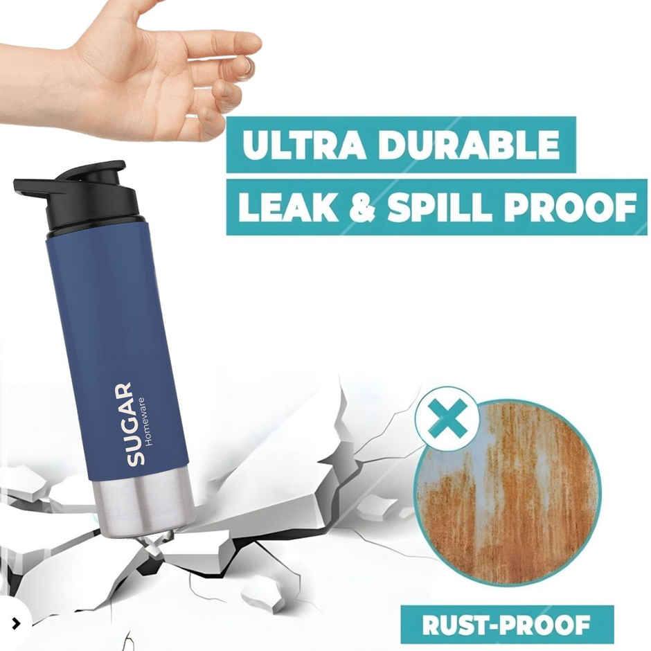 Sugar Homeware Ecopack Stainless Steel Sipper Sports Water Bottle | 800 ml | Blue