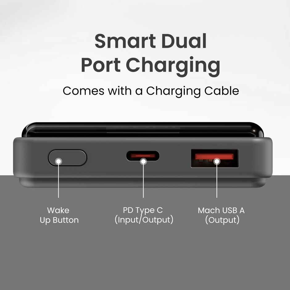 Portronics Luxcell B 10K 10000 mAh 22.5W Fast charging Power Bank, Ultra Slim Power Bank (Black)
