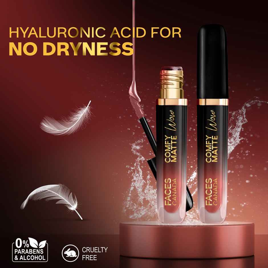 Faces Canada Comfy Matte Wow Liquid Lipstick | Choco Couture 01 | One Swipe Application