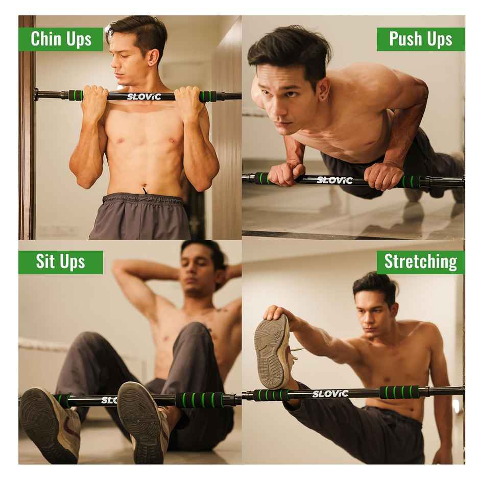 Slovic Pull Up Bar for Door Frame - Home Workout Equipment for Upper Body - Black
