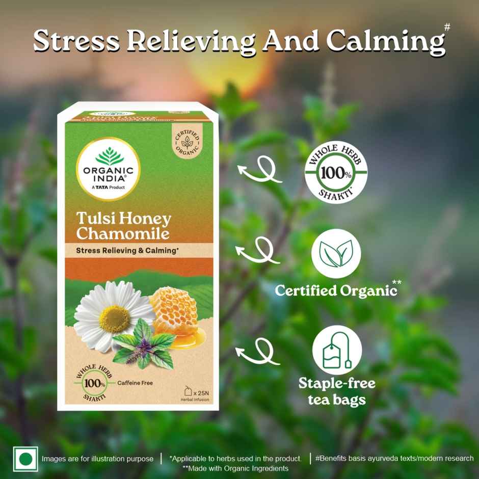 A TATA Product - Organic India Tulsi Honey Chamomile Infusion - 25 Tea Bags