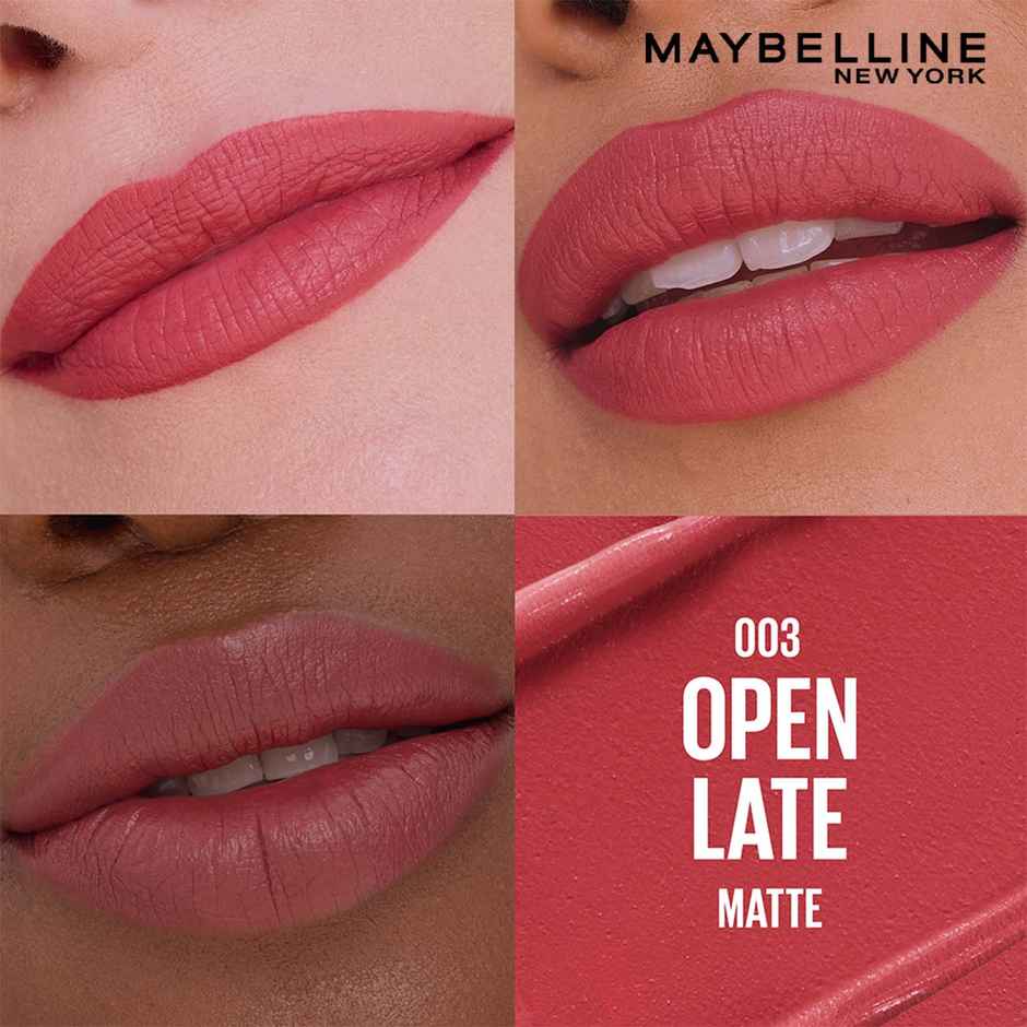Maybelline New York Serum Lipstick | Matte | 8 Hr Hydrated Color | Pink | 003 Open Late