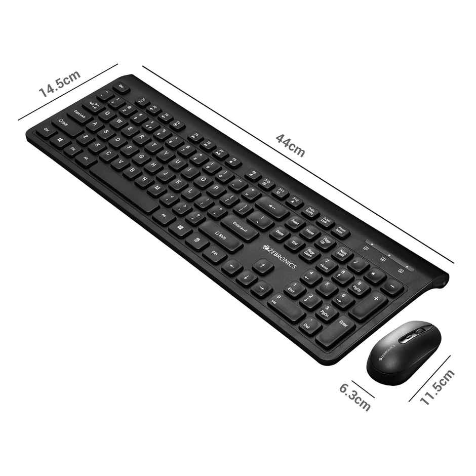Zebronics Companion 130 Wireless Keyboard Mouse Combo | 12 Integrated Multimedia Keys | Black