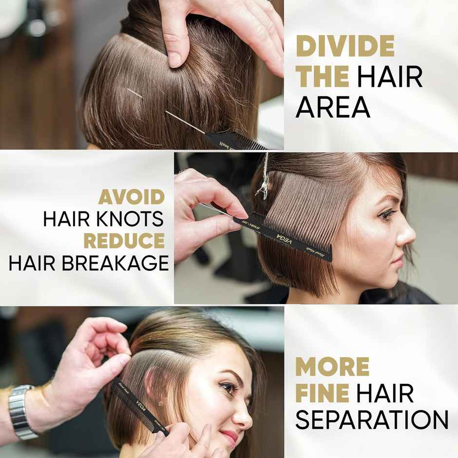 VEGA Tail Hair Comb with Steel Pin for Women | HMBC-305