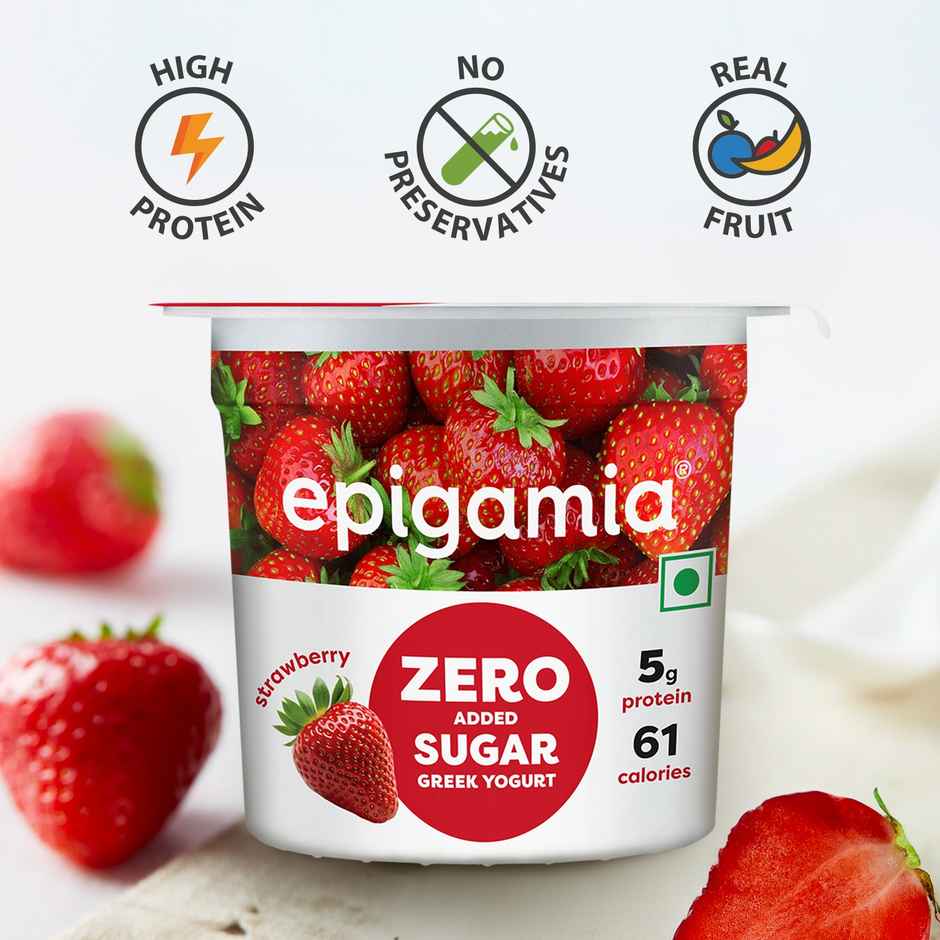 Epigamia No Added Sugar Strawberry Yogurt