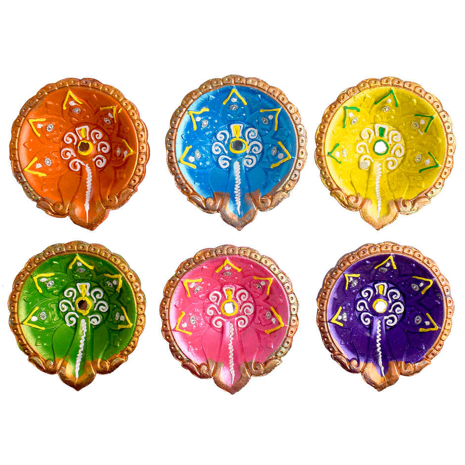 Designer Clay Diya | Pack of 6 | | Satvik