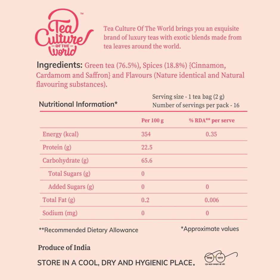 Tea Culture World Kashmiri Kahwa Tea Bags