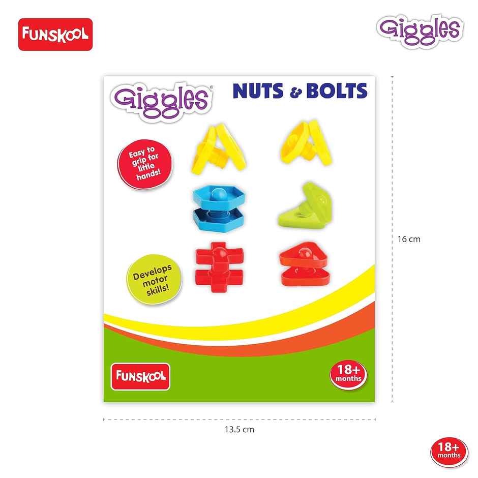 Giggles Funskool Nuts And Bolts | Interlocking Educational Blocks | Shape & Colors | 18 Months +
