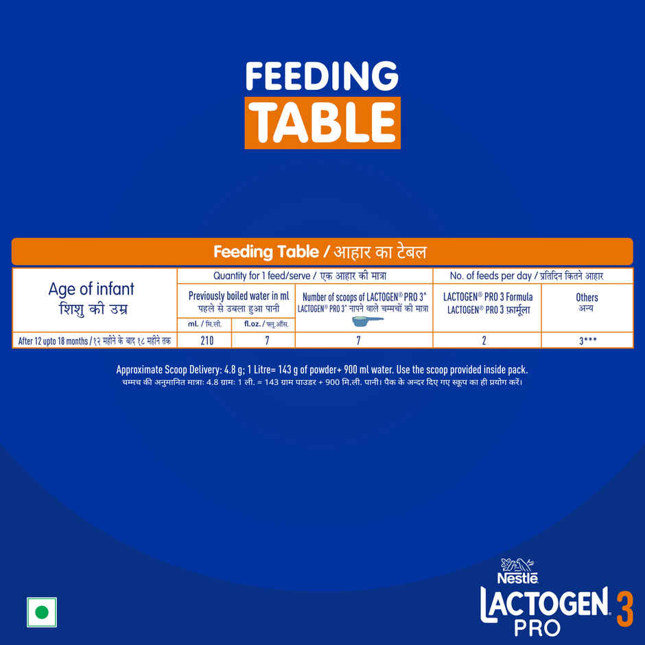 Nestle Lactogen Pro 3 Powder | Follow-Up Formula With Iron | After 12 Months Up To 18 Months