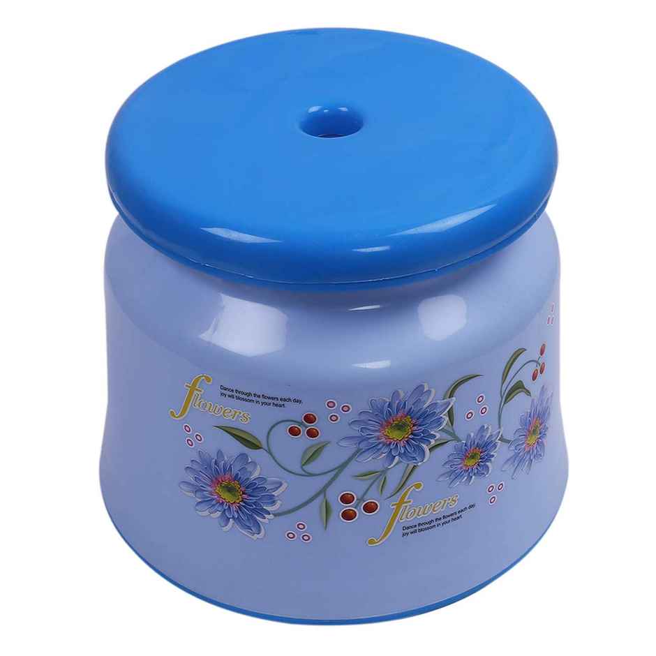 Kuber Industries Plastic Anti-Slip Strong Bearing Solid Surface Stool for Bathroom Stool | Blue