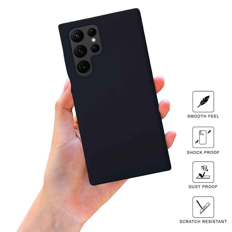 Sprig Premium Back Cover for Samsung Galaxy S24 Ultra Phone Liquid Silicone Shock Proof | Black