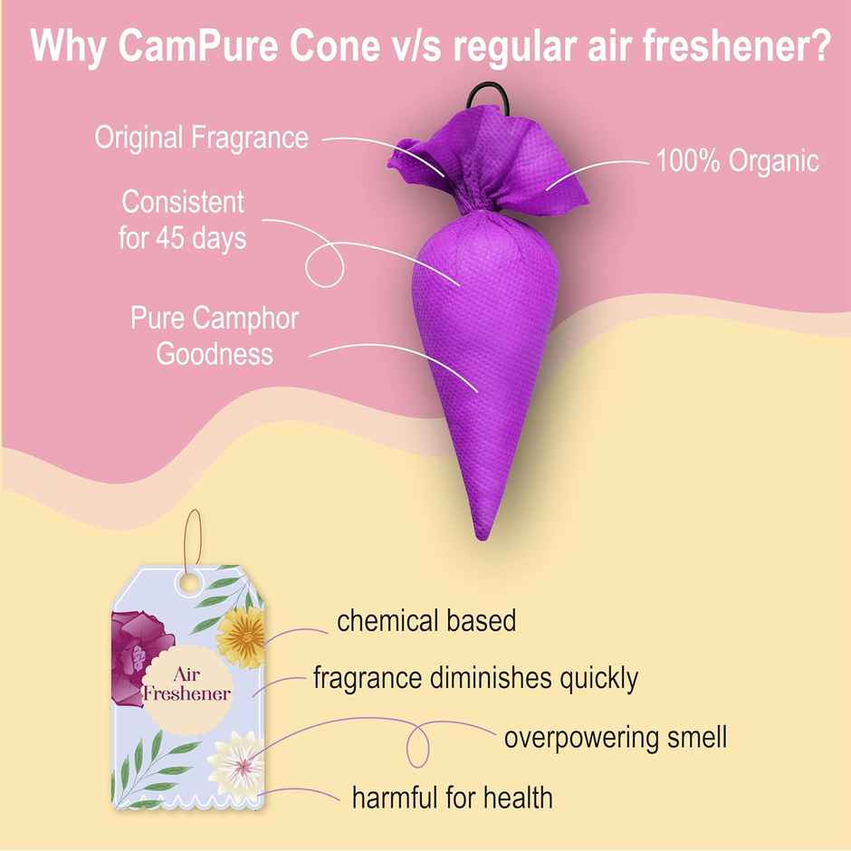 Campure Lavender Giant Camphor Cone Air ,Car, Room Freshener