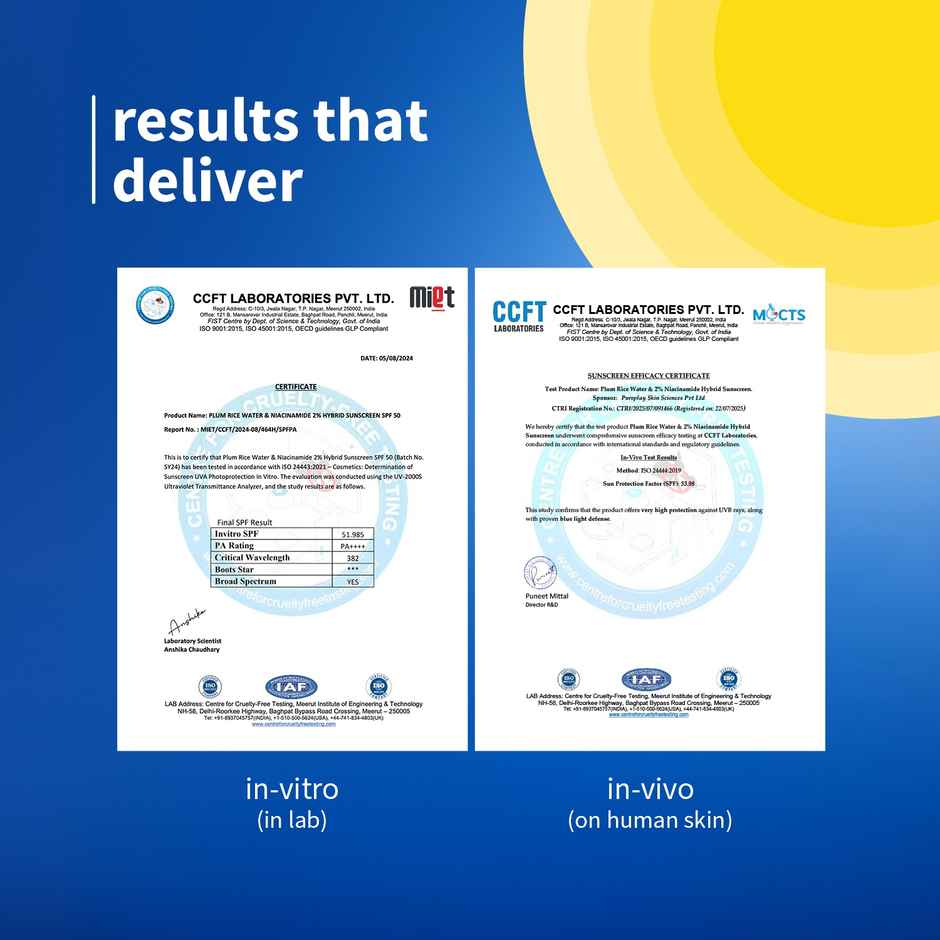 Plum 2% Niacinamide & Rice Water Hybrid Face Sunscreen With SPF 50