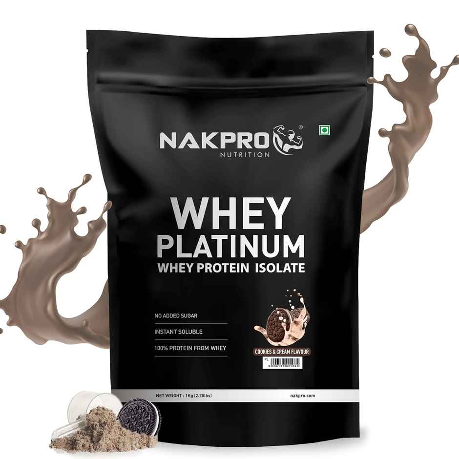 Nakpro Platinum Whey Protein Isolate Cookies & Cream 28G Protein 6.4G Bcaa