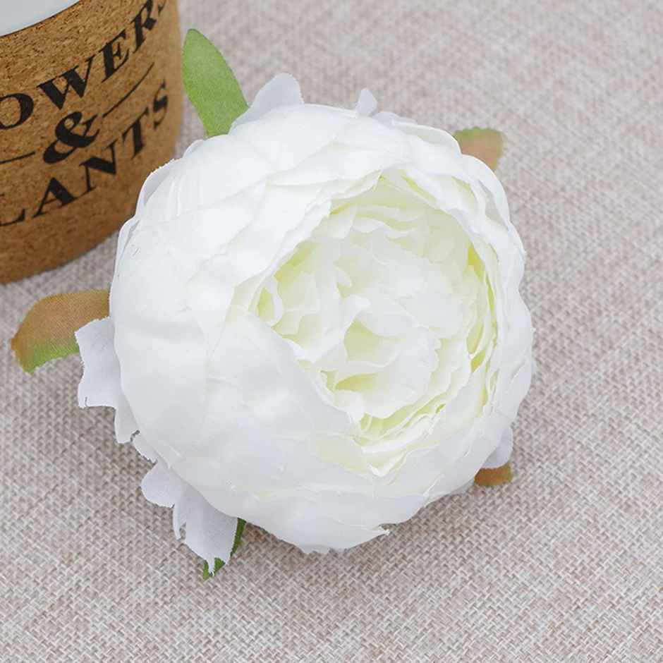 Well Art Gallery Artificial Peony Flower Flower For Decoration (White) (Pack Of 6)