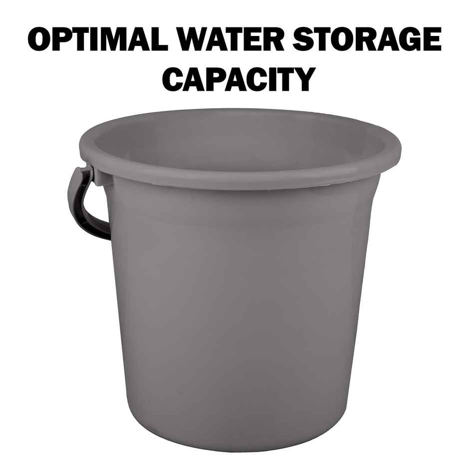 Kuber Industries Plastic Strong Bucket for Bathroom for Bathing|18 L|Pack of 2|Grey
