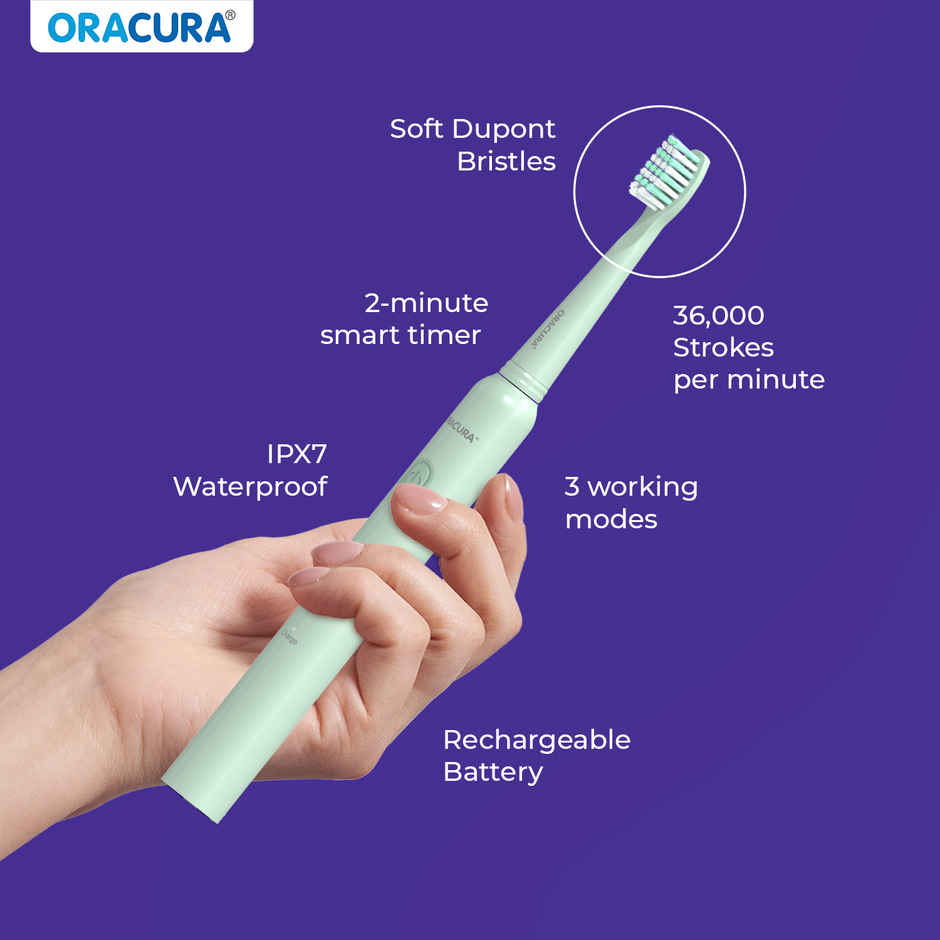 Oracura Sb200 Sonic Lite Rechargeable Electric Toothbrush Green