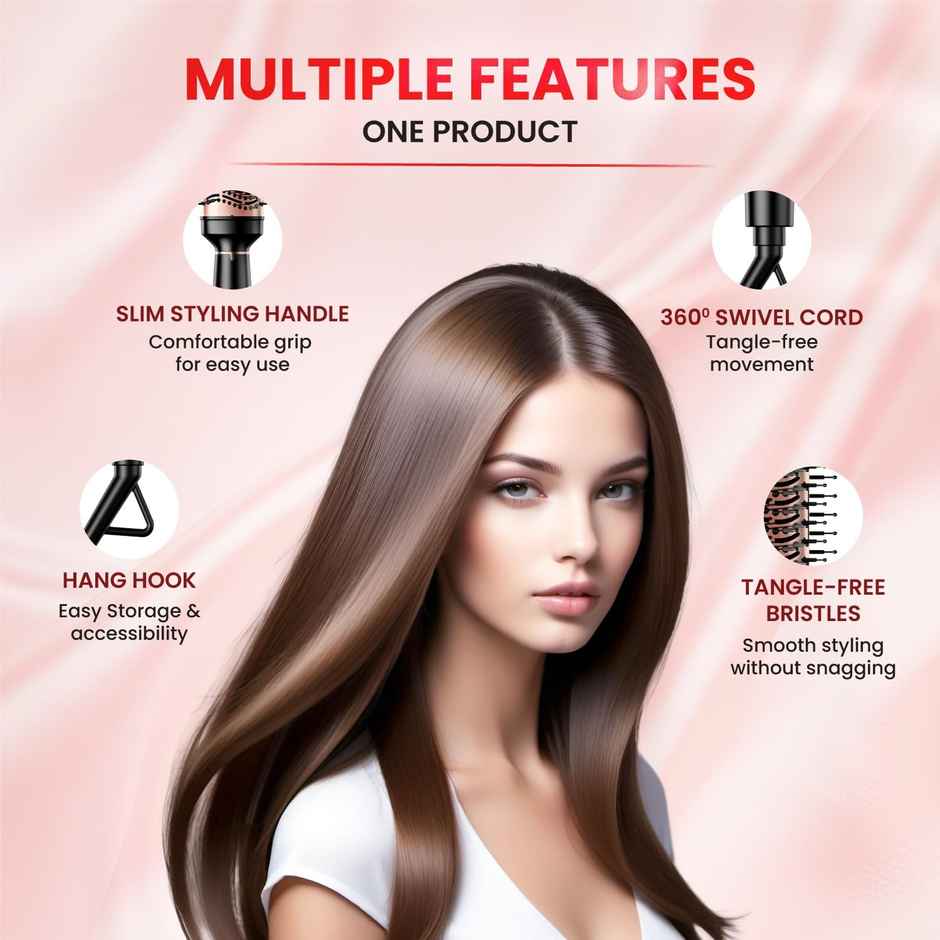 Urban Yog Makemeebold Hot Air Brush | 2-In-1 Dryer & Straightener With 3 Temps