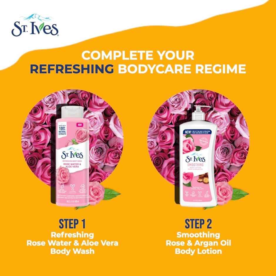 St. Ives Refreshing Rose Water & Aloe Vera Shower Gel | For Rejuvinated Skin
