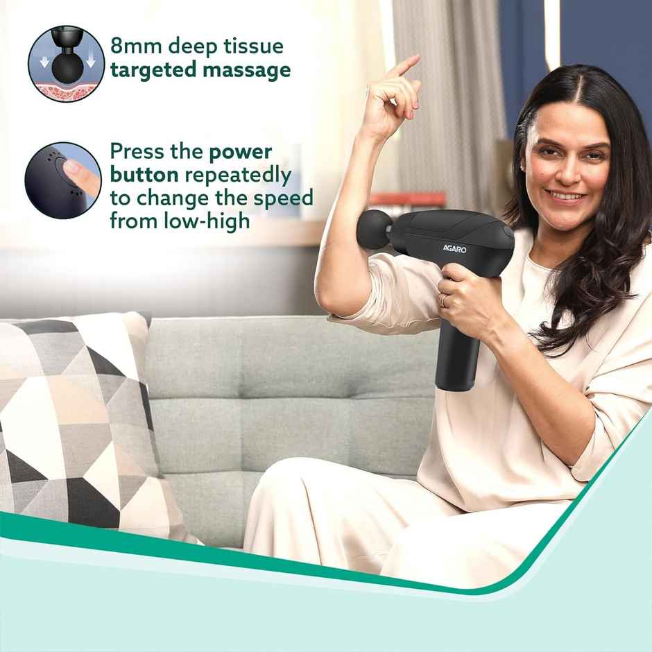 Agaro Icon Gun Massager, 4 Heads, 6 Speed,Percussion Muscle Massager For Full Body Pain Relief