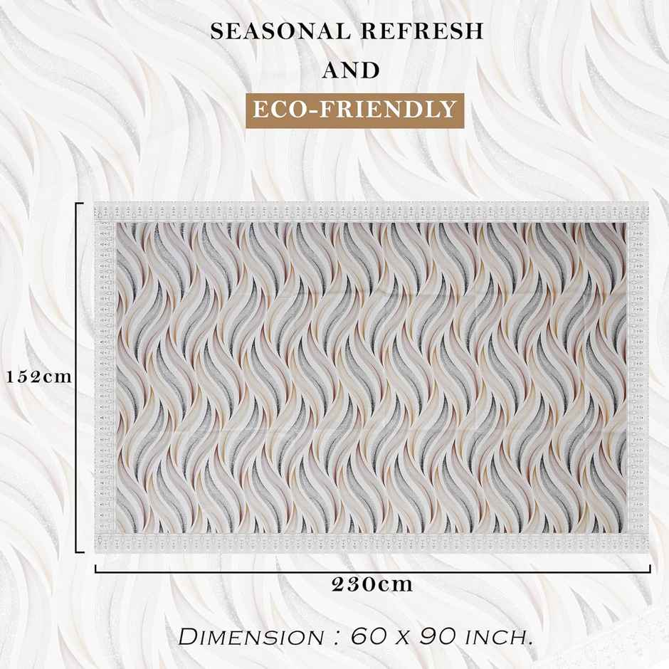 Kuber Industries Wave Print 6-Seater Dining Table Cover for Home|60x90 Inch|DTC|Cream