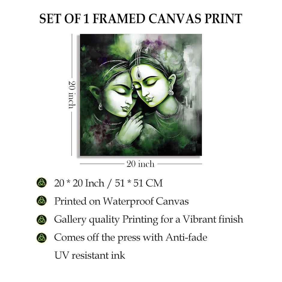 Indianara Radha Krishna Canvas Painting for wall decoration | 20 x 20 inch - 10414