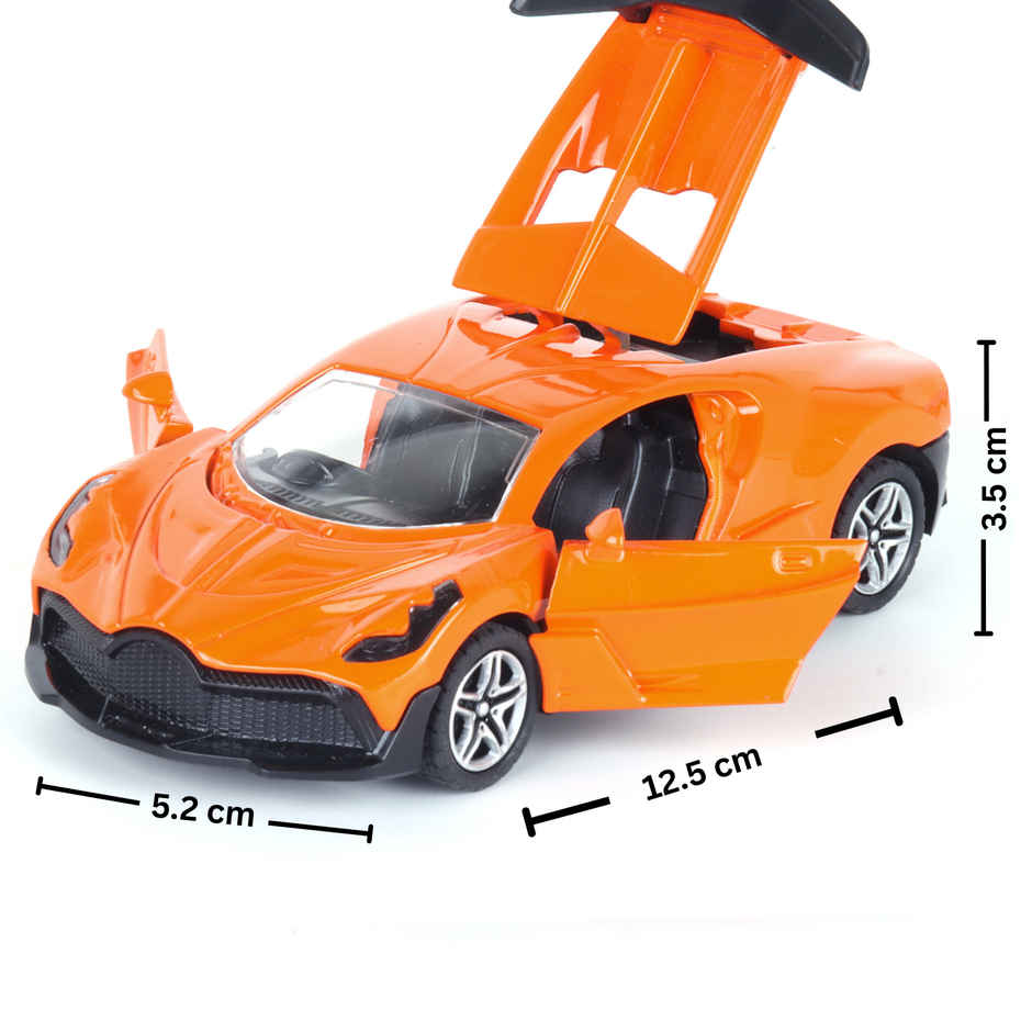 Frendo Premium Die-Cast Car | 3-Way Opening | Pull-Back Action | Bug Orange