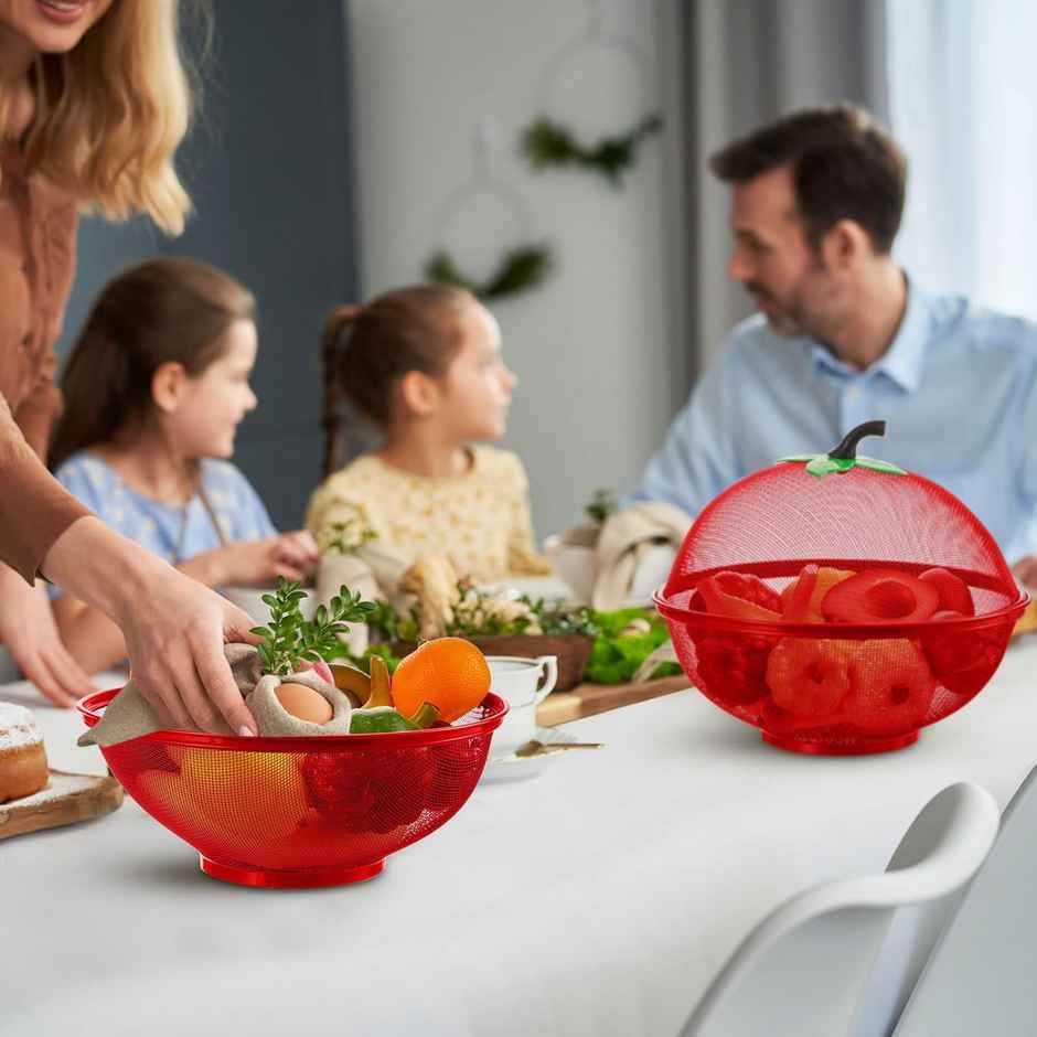 Capsicum Fruits & Vegetables Basket for Kitchen With Net Cover | Apple Shaped | Assorted colour
