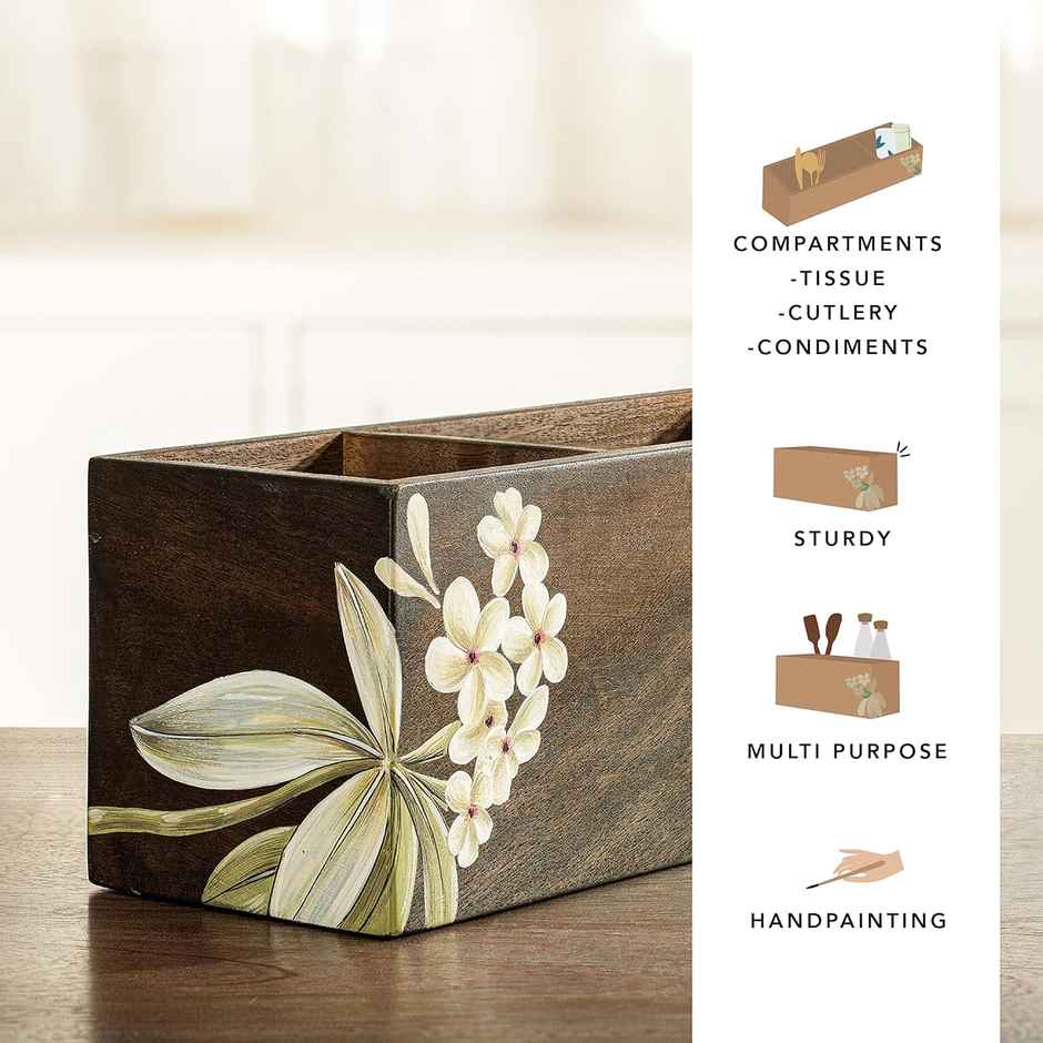 Ellementry Frangipani Wooden Cutlery Stand