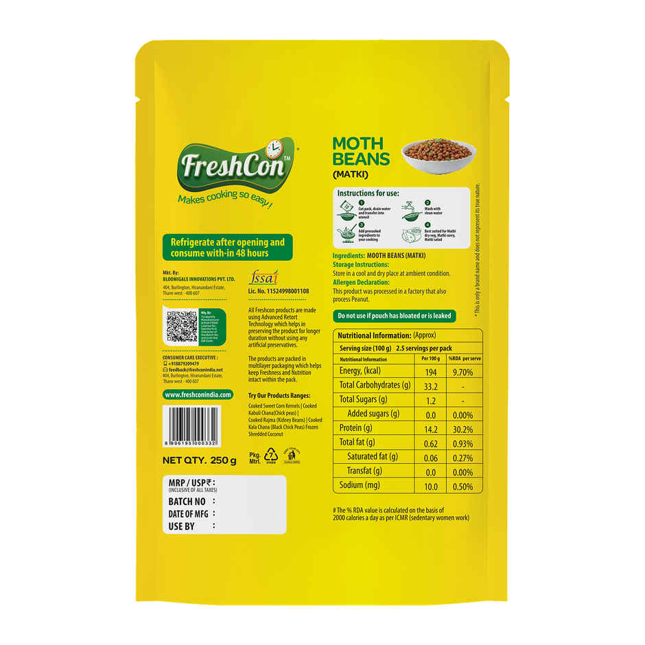 Freshcon Cooked Matki | Moth Beans