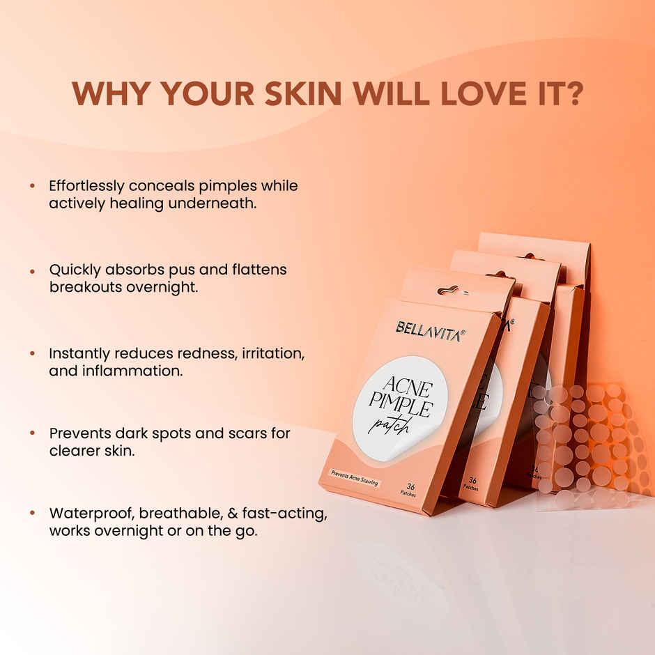 BELLAVITA Acne Patch for Face|Waterproof Patches for Active Acne|Absorbs Pimple Overnigh