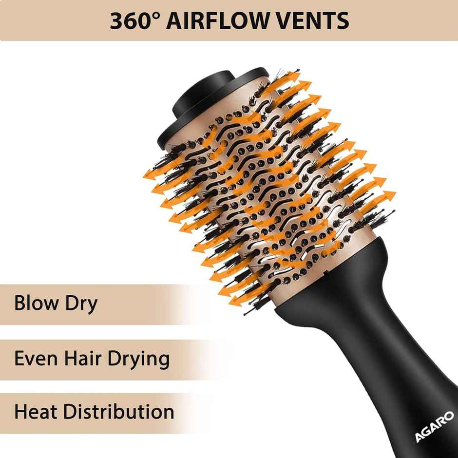 AGARO 1200 Watts Professional Volumizer Hair Dryer,One Step Styler, Hot Air Blow Brush for Women