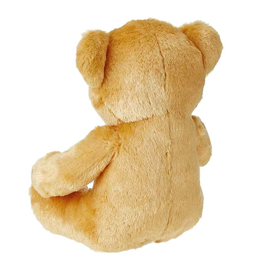 Webby Plush Cute Sitting Teddy Bear Soft Toys with Neck Bow and Foot Print, Brown 35 cm