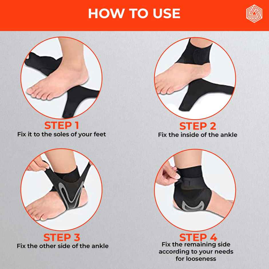 Boldfit Premium Ankle Support Compression Brace For Injuries, Ankle Protection Guard-Black - Right