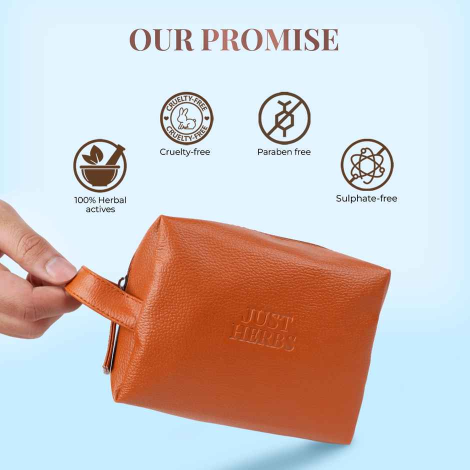 Just Herbs Men Essential Head-To-Toe Mini Travel Kit With Free Pouch Shampoo