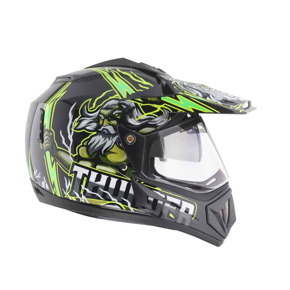 Vega Off Road D/V Thunder Lightweight Full Helmet- Black Green - M