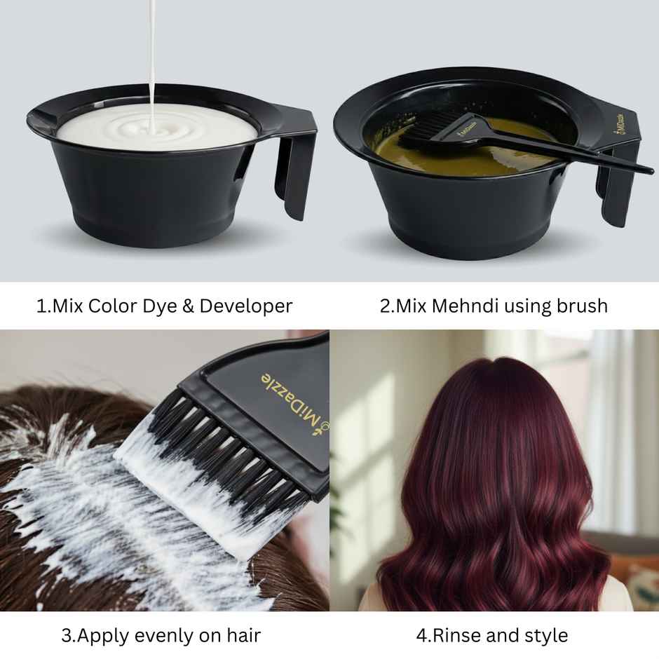 Midazzle Professional Use Hair Coloring Dyeing Kit Brush With Bowl