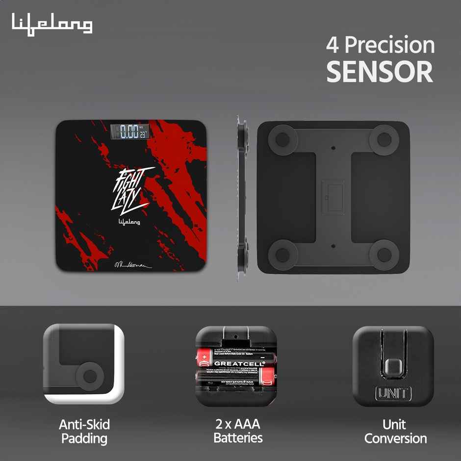 Lifelong Fight Lazy Series LLWS135 Digital Weight Machine For Body Weight | Thick Tempered Glass