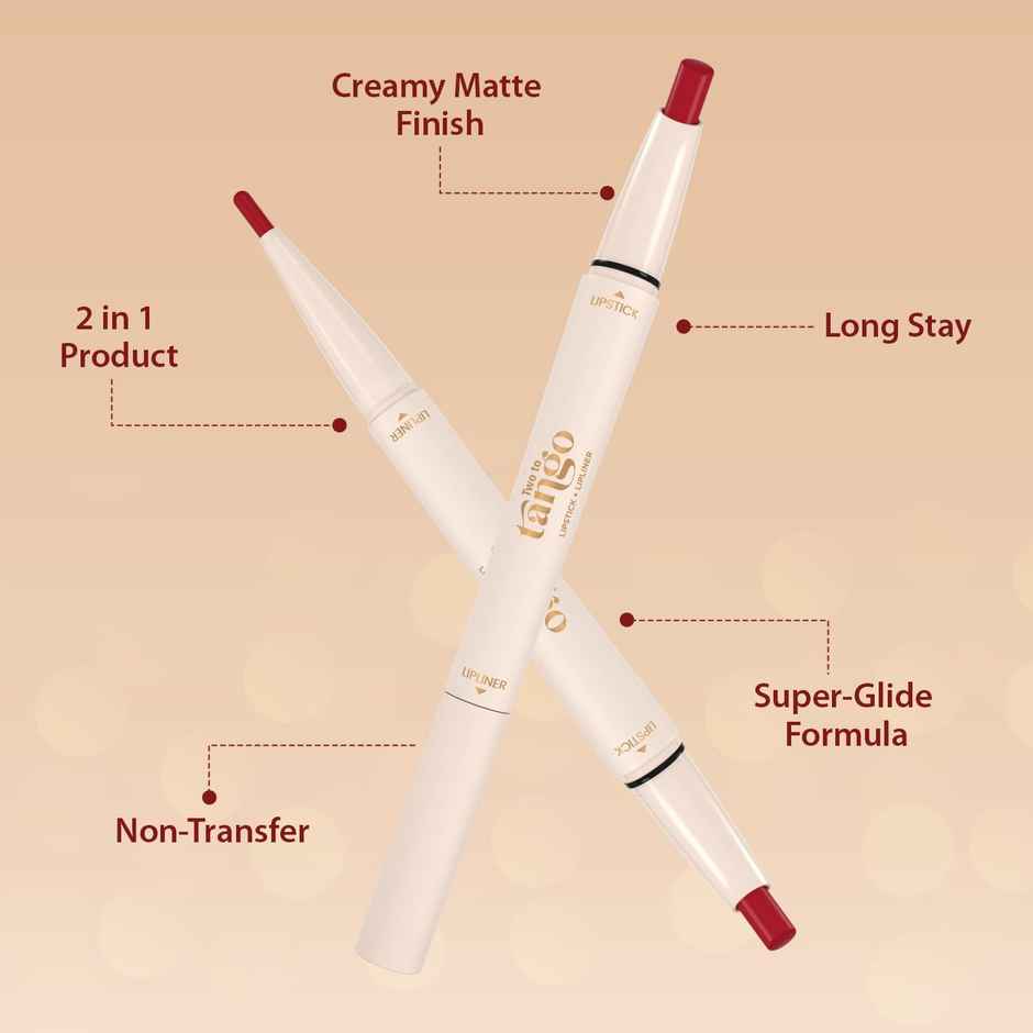 Glam21 Two To Tango Lip Liner + Lipstick Duo | Non-Transfer | Creamy Matte Finish | Red Magic-01
