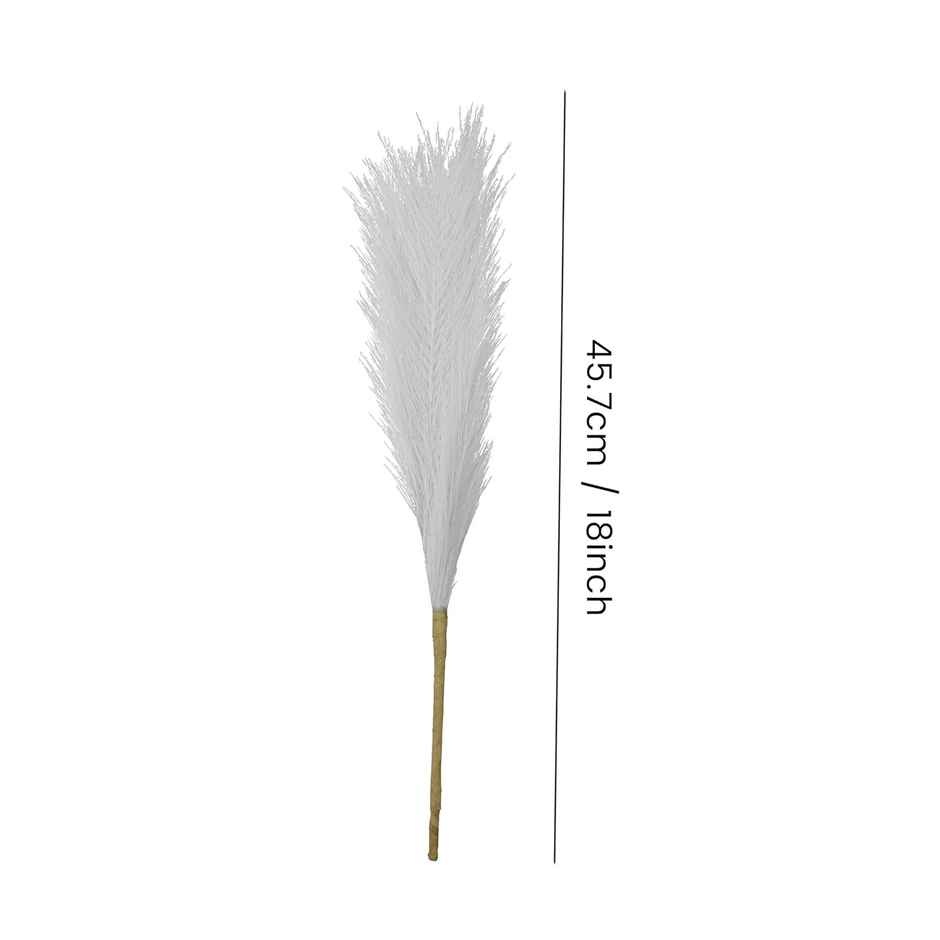 Tied Ribbons Set of 4 Fluffy Pampas Grass Artificial Flower (White, 45.7 Cm)
