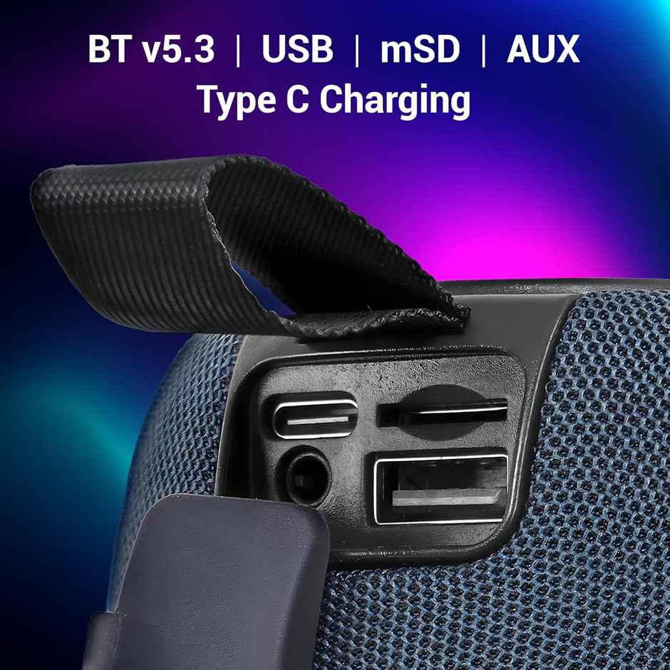 Zebronics Sonic Pod 20 10W Bt Speaker, 15Hr Playback, Rgb Led, Tws, Usb/Msd/Aux, Blue