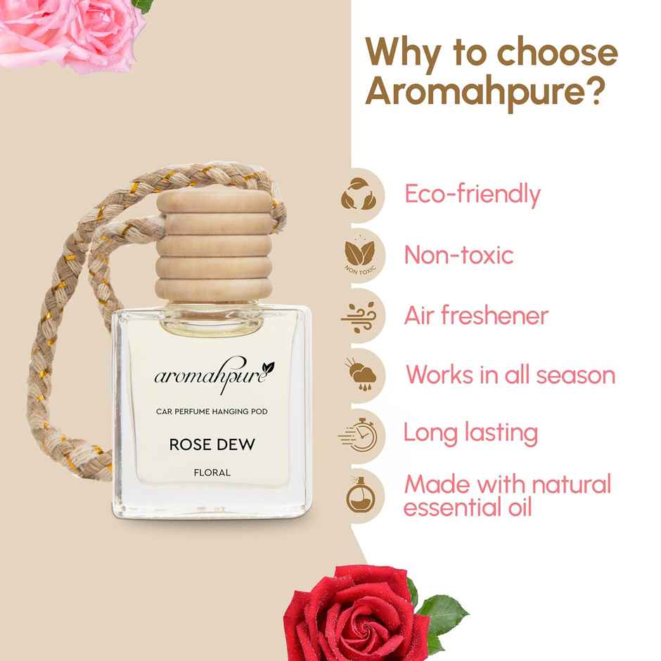 Aromahpure Car Air Freshener Hanging Pod - Lavender | Rose| Sandalwood | Pack of 3