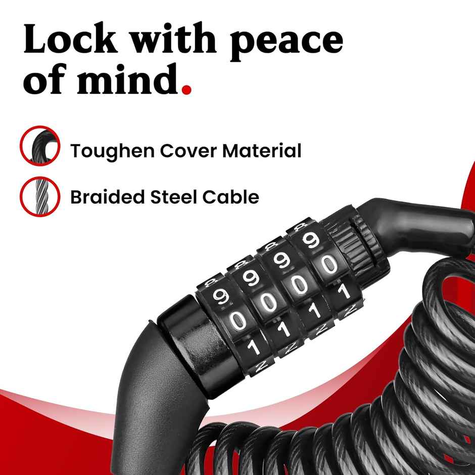 Autoguys Cl-3 Heavy Duty Wire Cable Lock Anti Theft Lock For Multipurpose Use For Bike