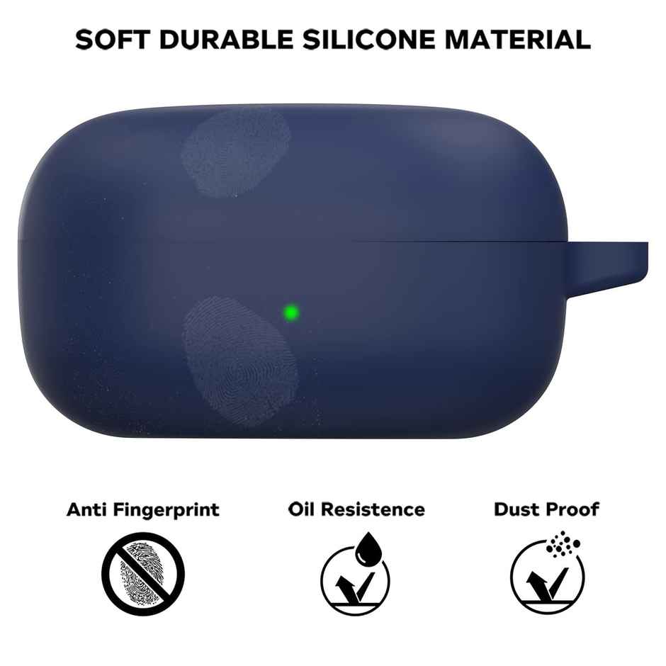 Sounce Portable Silicone Case Cover for Samsung Galaxy Buds 2 | Anti-Dust with Keychain | Black
