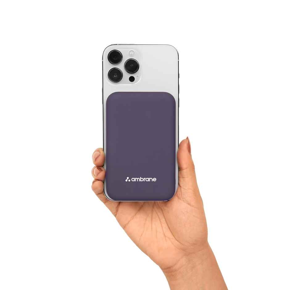 Ambrane MagSafe Wireless 10000 mAh Fast Charging Power Bank | Aerosnap Purple