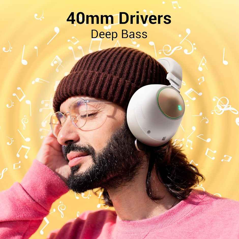 Zebronics Duke BT Headphone, 60h, Dual Pairing, Gaming Mode, ENC, LED, Deep Bass, Voice Asst (Beige)